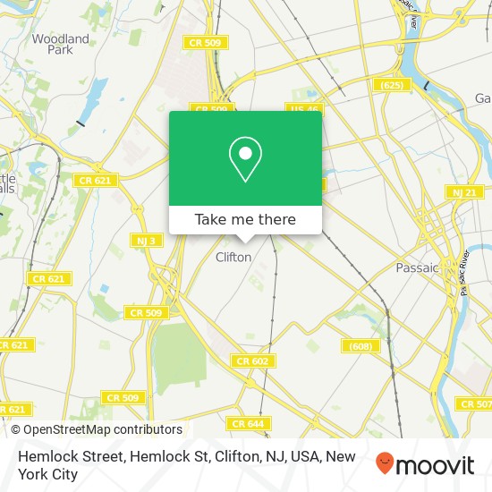 Hemlock Street, Hemlock St, Clifton, NJ, USA map