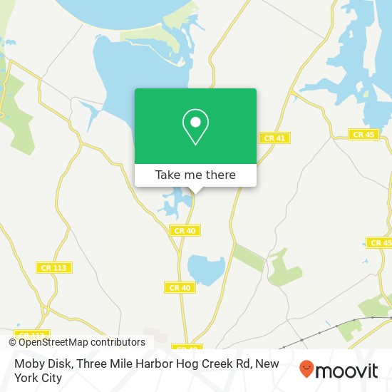 Mapa de Moby Disk, Three Mile Harbor Hog Creek Rd