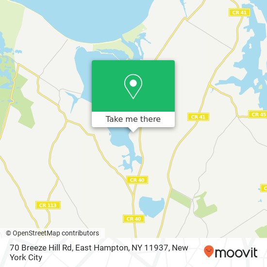 Mapa de 70 Breeze Hill Rd, East Hampton, NY 11937