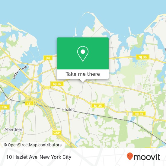 Mapa de 10 Hazlet Ave, Hazlet, NJ 07730