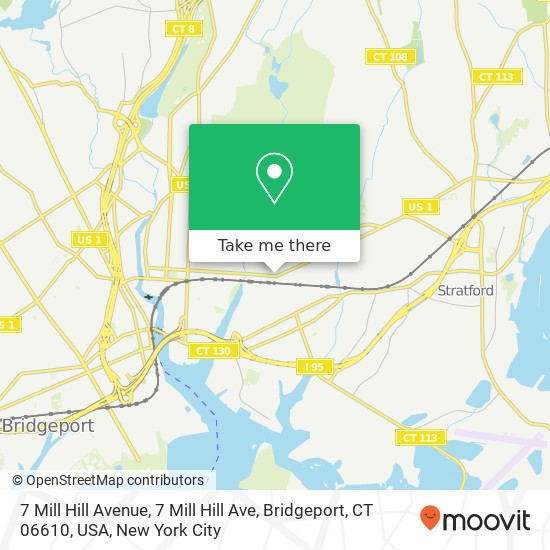 Mapa de 7 Mill Hill Avenue, 7 Mill Hill Ave, Bridgeport, CT 06610, USA