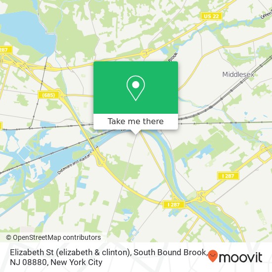 Mapa de Elizabeth St (elizabeth & clinton), South Bound Brook, NJ 08880