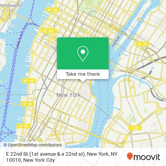 E 22nd St (1st avenue & e 22nd st), New York, NY 10010 map