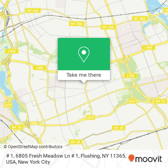 # 1, 6805 Fresh Meadow Ln # 1, Flushing, NY 11365, USA map