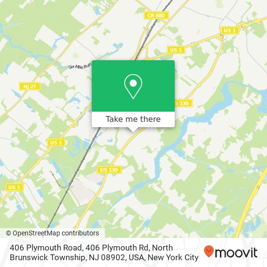 Mapa de 406 Plymouth Road, 406 Plymouth Rd, North Brunswick Township, NJ 08902, USA