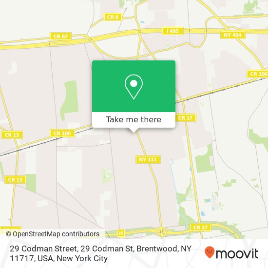 Mapa de 29 Codman Street, 29 Codman St, Brentwood, NY 11717, USA