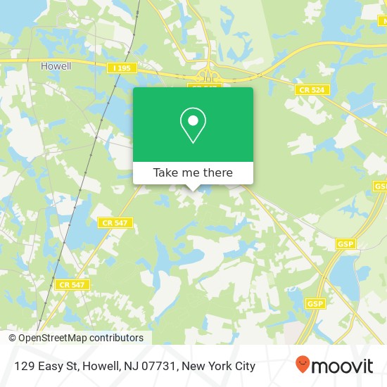 Mapa de 129 Easy St, Howell, NJ 07731