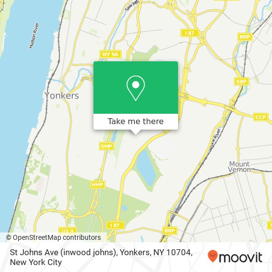 Mapa de St Johns Ave (inwood johns), Yonkers, NY 10704
