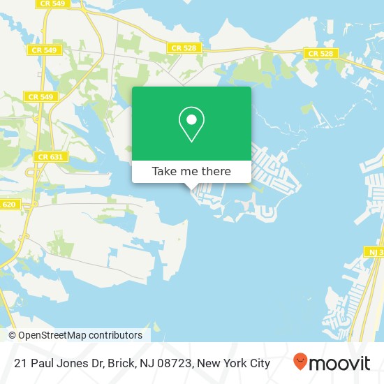 Mapa de 21 Paul Jones Dr, Brick, NJ 08723