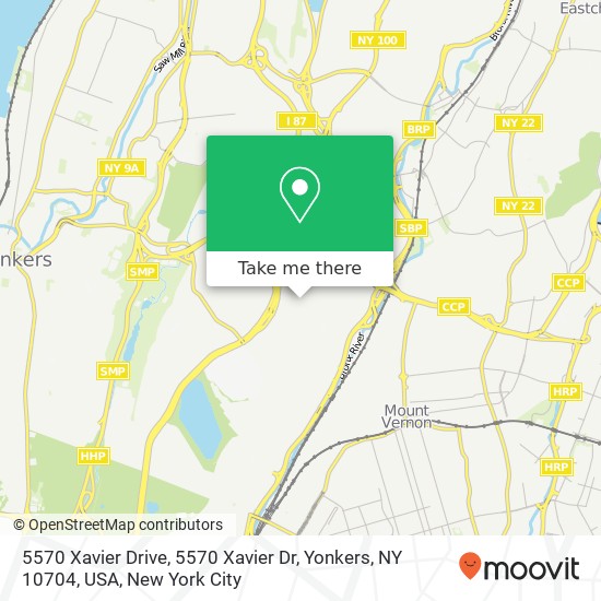 Mapa de 5570 Xavier Drive, 5570 Xavier Dr, Yonkers, NY 10704, USA