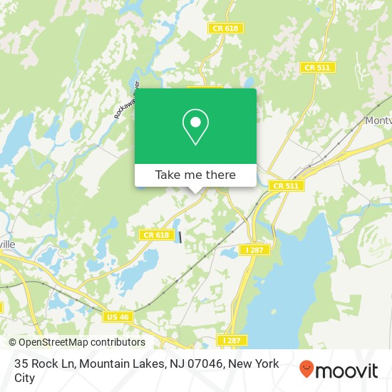 Mapa de 35 Rock Ln, Mountain Lakes, NJ 07046