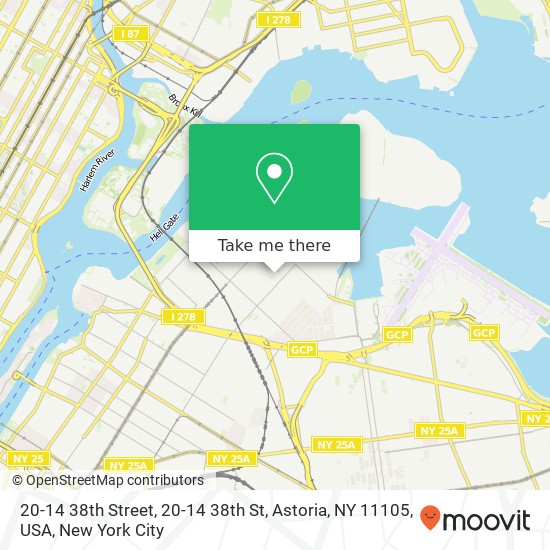 Mapa de 20-14 38th Street, 20-14 38th St, Astoria, NY 11105, USA