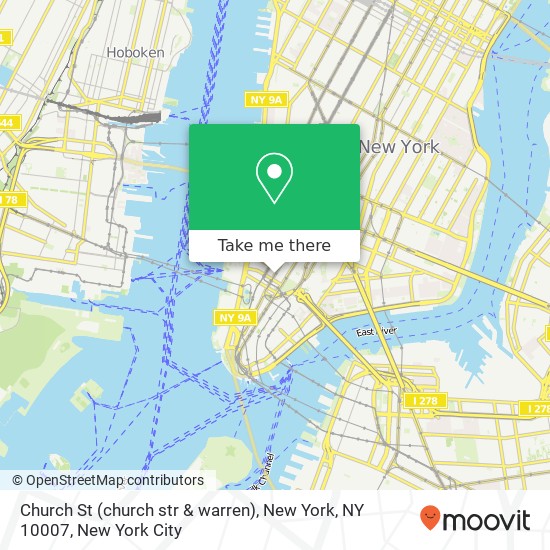 Mapa de Church St (church str & warren), New York, NY 10007