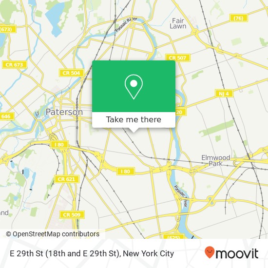 Mapa de E 29th St (18th and E 29th St), Paterson, NJ 07504