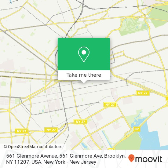 Mapa de 561 Glenmore Avenue, 561 Glenmore Ave, Brooklyn, NY 11207, USA
