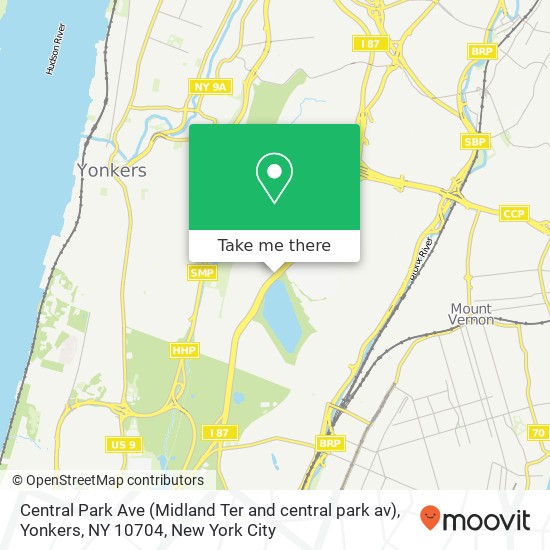 Mapa de Central Park Ave (Midland Ter and central park av), Yonkers, NY 10704