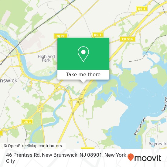 Mapa de 46 Prentiss Rd, New Brunswick, NJ 08901