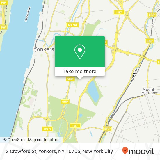 Mapa de 2 Crawford St, Yonkers, NY 10705