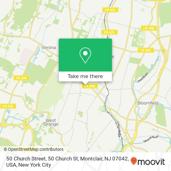 50 Church Street, 50 Church St, Montclair, NJ 07042, USA map