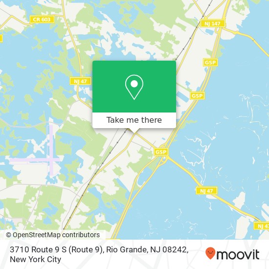 Mapa de 3710 Route 9 S (Route 9), Rio Grande, NJ 08242