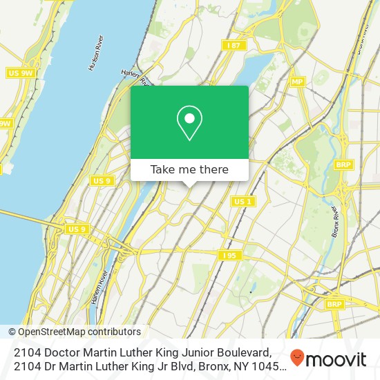 Mapa de 2104 Doctor Martin Luther King Junior Boulevard, 2104 Dr Martin Luther King Jr Blvd, Bronx, NY 10453, USA