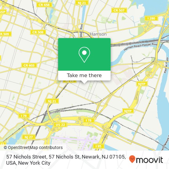 57 Nichols Street, 57 Nichols St, Newark, NJ 07105, USA map