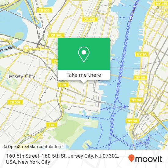 160 5th Street, 160 5th St, Jersey City, NJ 07302, USA map