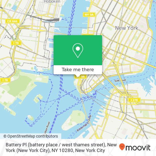 Mapa de Battery Pl (battery place / west thames street), New York (New York City), NY 10280