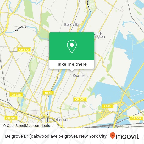 Belgrove Dr (oakwood ave belgrove), Kearny, NJ 07032 map