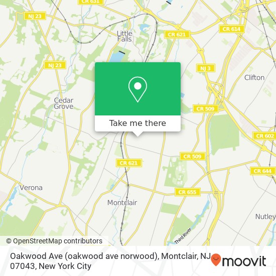 Mapa de Oakwood Ave (oakwood ave norwood), Montclair, NJ 07043