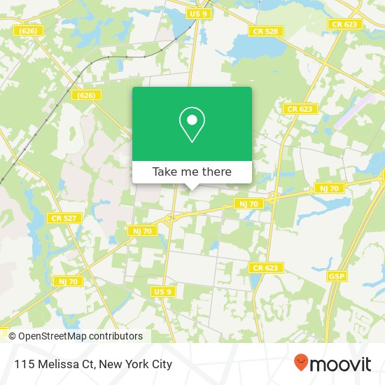 Mapa de 115 Melissa Ct, Lakewood, NJ 08701