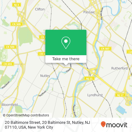 20 Baltimore Street, 20 Baltimore St, Nutley, NJ 07110, USA map