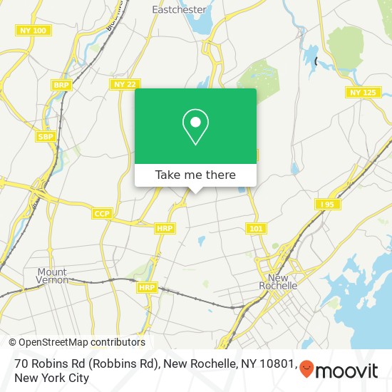 Mapa de 70 Robins Rd (Robbins Rd), New Rochelle, NY 10801