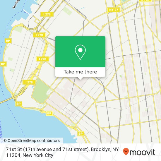 Mapa de 71st St (17th avenue and 71st street), Brooklyn, NY 11204