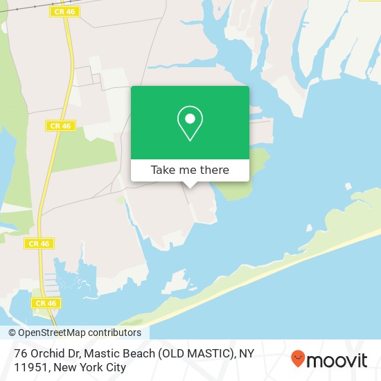 Mapa de 76 Orchid Dr, Mastic Beach (OLD MASTIC), NY 11951