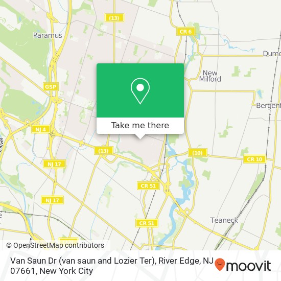 Mapa de Van Saun Dr (van saun and Lozier Ter), River Edge, NJ 07661