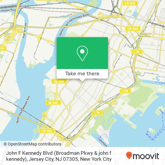 Mapa de John F Kennedy Blvd (Broadman Pkwy & john f kennedy), Jersey City, NJ 07305