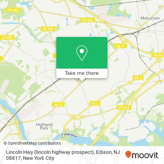 Lincoln Hwy (lincoln highway prospect), Edison, NJ 08817 map