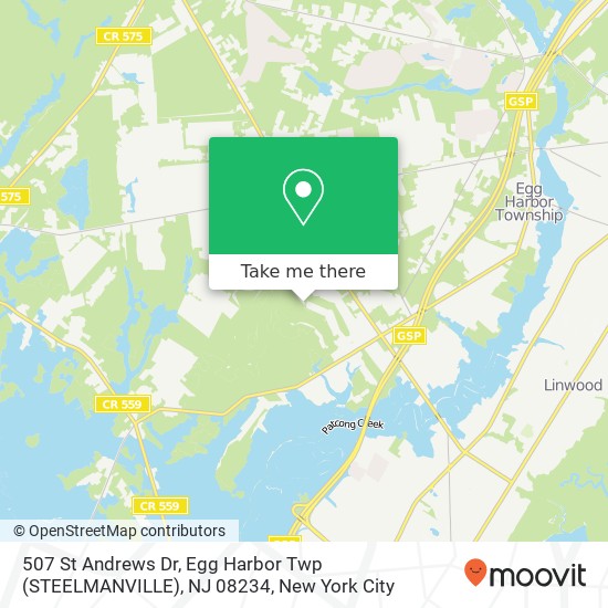 Mapa de 507 St Andrews Dr, Egg Harbor Twp (STEELMANVILLE), NJ 08234