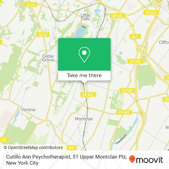 Mapa de Cutillo Ann Psychotherapist, 51 Upper Montclair Plz