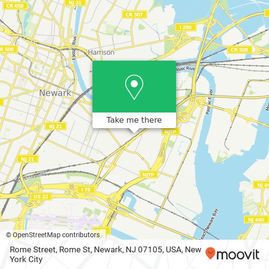 Mapa de Rome Street, Rome St, Newark, NJ 07105, USA