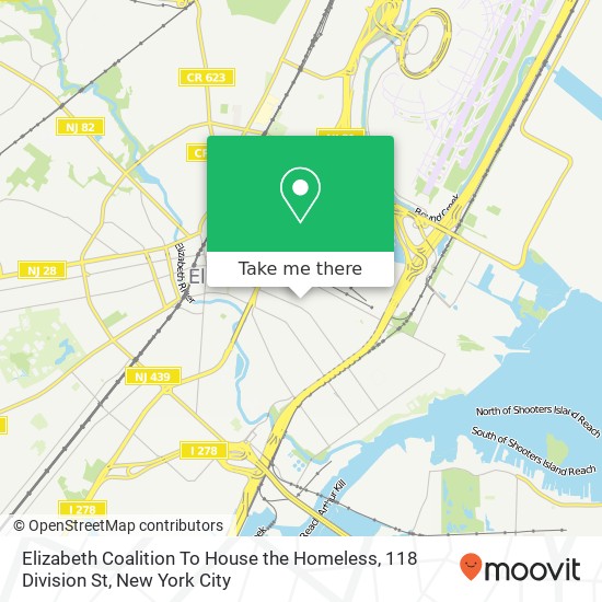 Elizabeth Coalition To House the Homeless, 118 Division St map