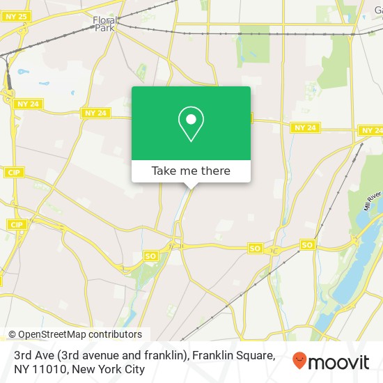 Mapa de 3rd Ave (3rd avenue and franklin), Franklin Square, NY 11010