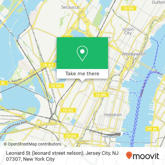 Mapa de Leonard St (leonard street nelson), Jersey City, NJ 07307