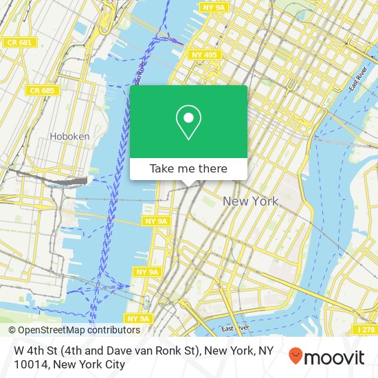 Mapa de W 4th St (4th and Dave van Ronk St), New York, NY 10014
