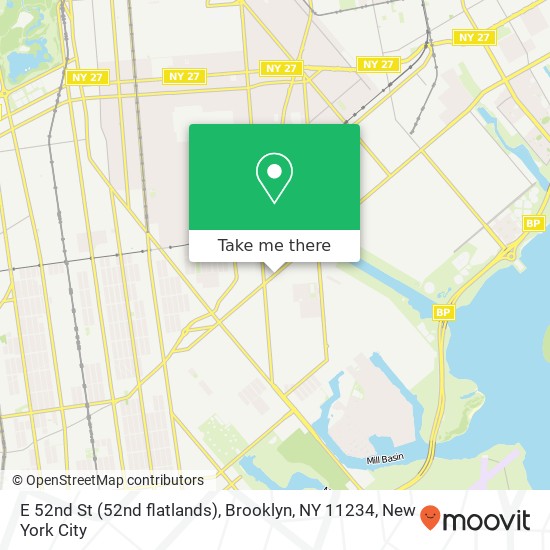 Mapa de E 52nd St (52nd flatlands), Brooklyn, NY 11234