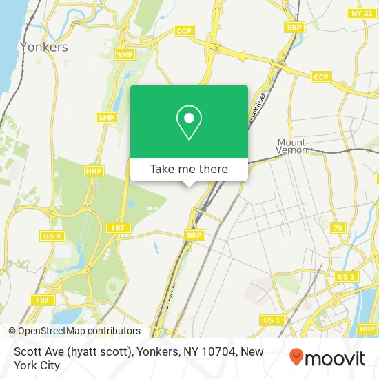 Mapa de Scott Ave (hyatt scott), Yonkers, NY 10704