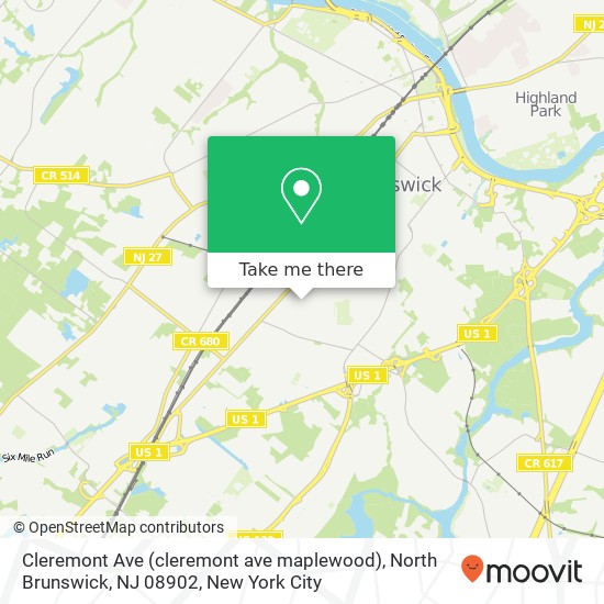 Mapa de Cleremont Ave (cleremont ave maplewood), North Brunswick, NJ 08902