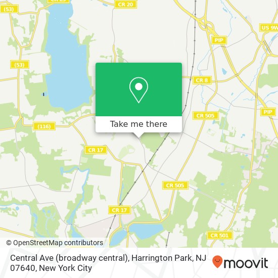 Mapa de Central Ave (broadway central), Harrington Park, NJ 07640
