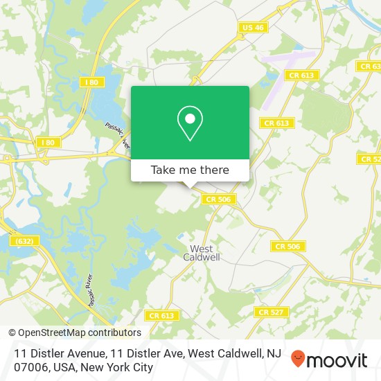 Mapa de 11 Distler Avenue, 11 Distler Ave, West Caldwell, NJ 07006, USA